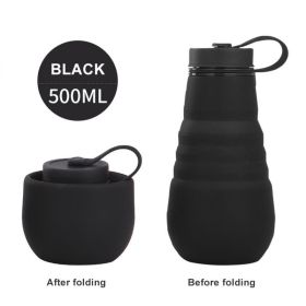 500ml Large Capacity Silicone Folding Water Bottle High Temperature Resistance Outdoor Sports Bottle Travel Portable Cup (Color: 01, Capacity: 500ML)
