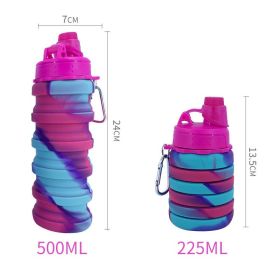 500ml Creative Silicone Folding Water Cup Outdoor Sports Ride Fitness Portable Kettle Camouflage Gift Cup Free Delivery Items (Color: 04, Capacity: 0.5L)