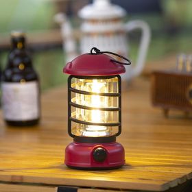 l400 Lumens NEW Retro Camping Lights; Atmosphere Tent Lights COB Battery Lighting Hanging Lights; Outdoor Camping Accessories (Color: L803B-Red)